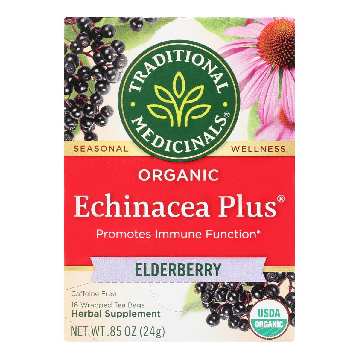 Traditional Medicinals Organic Echinacea Elder Herbal Tea - 16 Tea Bags
