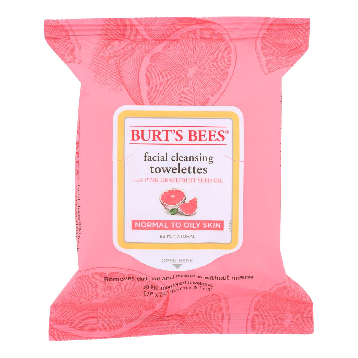 Burts Bees - Face Towelette - Pink Grapefruit - Case Of 3 - 30 Count