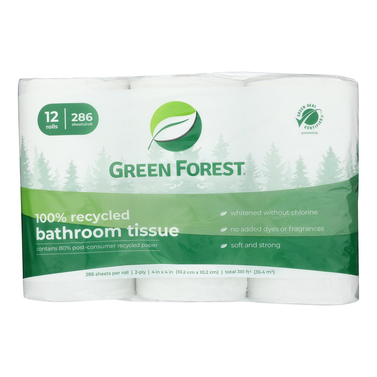 Green Forest - Bath Tissue 286 Ct - Cs Of 4-12 Pk
