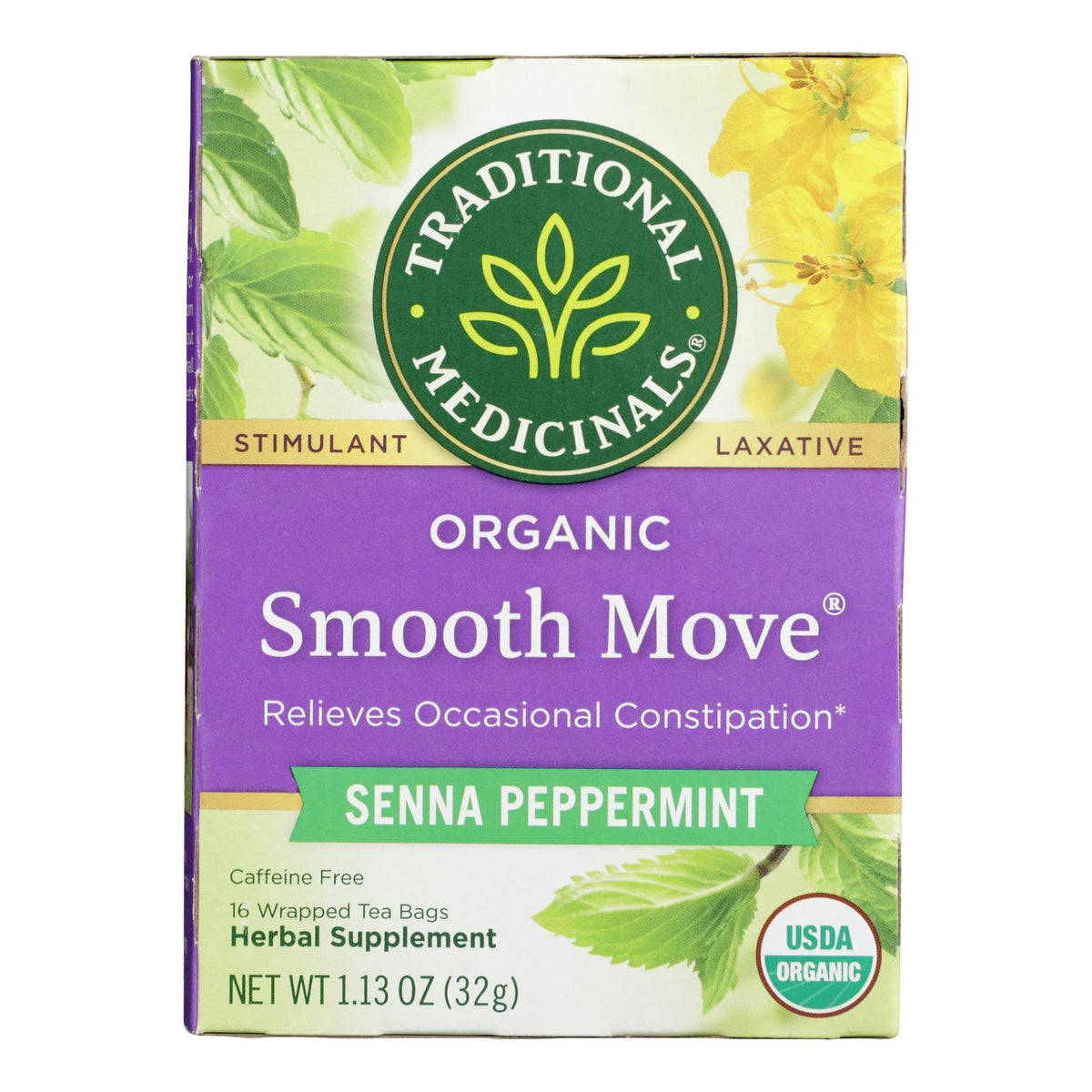 Traditional Medicinals Organic Smooth Tea - Senna Peppermint - 16 Bags
