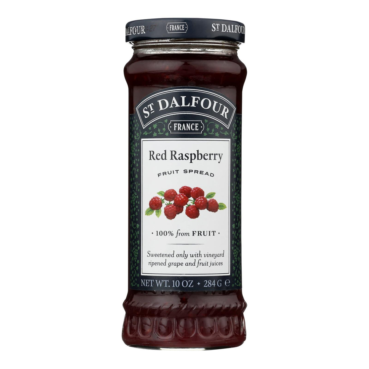 St Dalfour Fruit Spread - Deluxe - 100 Percent Fruit - Red Raspberry - 10 Oz - Case Of 6