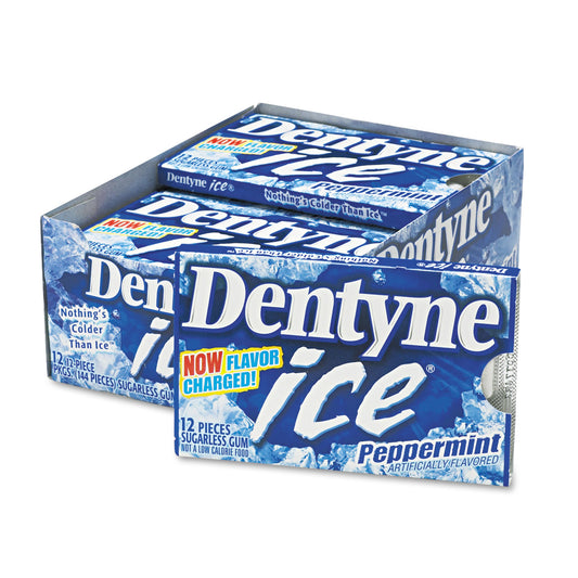 Dentyne Ice Sugarless Gum, Peppermint Flavor,16 Pieces/Pack, 9 Packs/Box (CDB3125400)