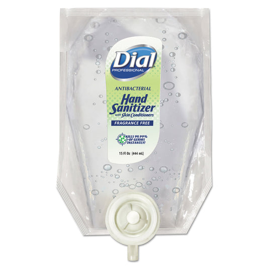 Dial Professional Antibacterial Gel Hand Sanitizer Refill for Versa Dispenser, Fragrance-Free, 15 oz, 6/Carton (DIA12258CT)