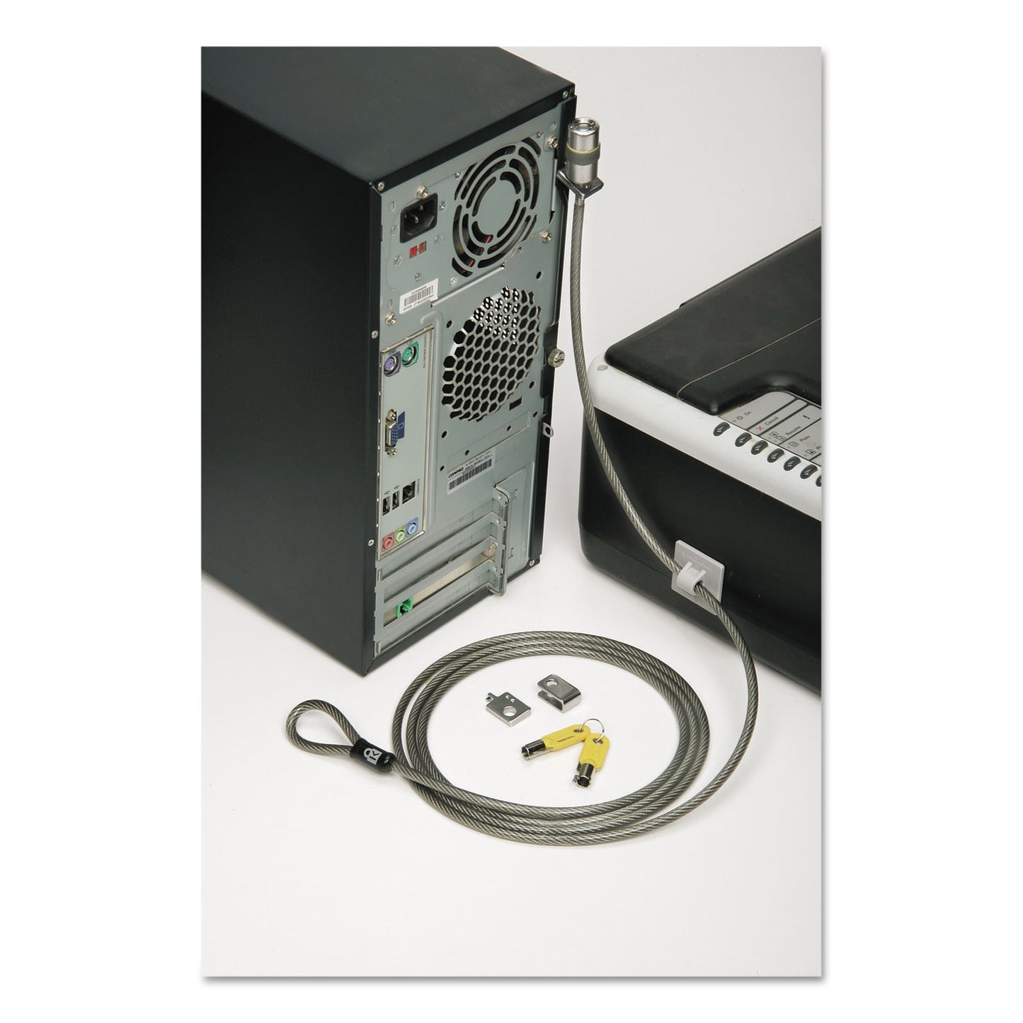 AbilityOne 5340015987495, SKILCRAFT Desktop and Peripherals Locking Kit, 6 ft Steel Cable