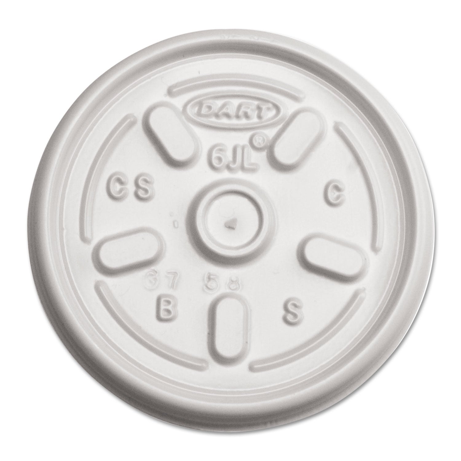 Dart Plastic Lids for Foam Containers, Vented, Fits 3.5-6 oz, White, 100/Pack, 10 Packs/Carton (DCC6JL)