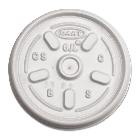 Dart Plastic Lids for Foam Containers, Vented, Fits 3.5-6 oz, White, 100/Pack, 10 Packs/Carton (DCC6JL)