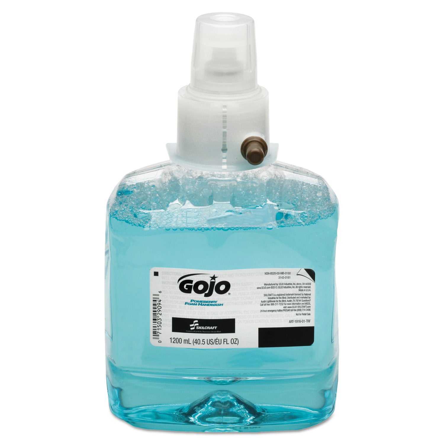 AbilityOne 8520016492723, SKILCRAFT GOJO LTX-12 Foam Hand Wash Refill, Pomeberry Scent, 1,200 mL, 2/Box