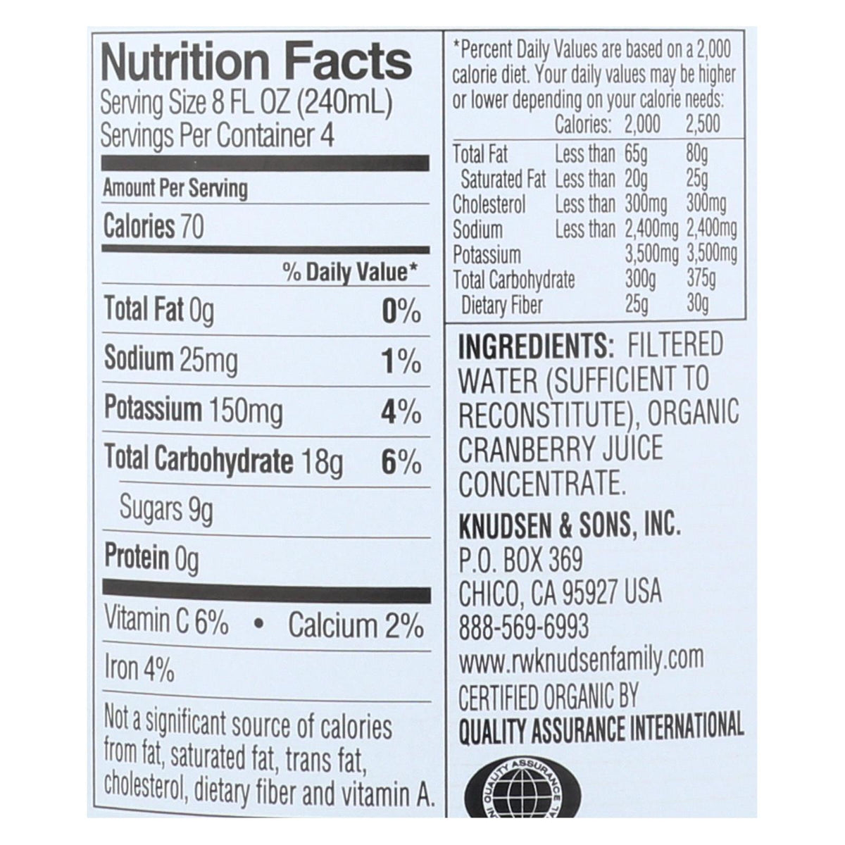 R.w. Knudsen - Organic Juice - Just Cranberry - Case Of 6 - 32 Fl Oz