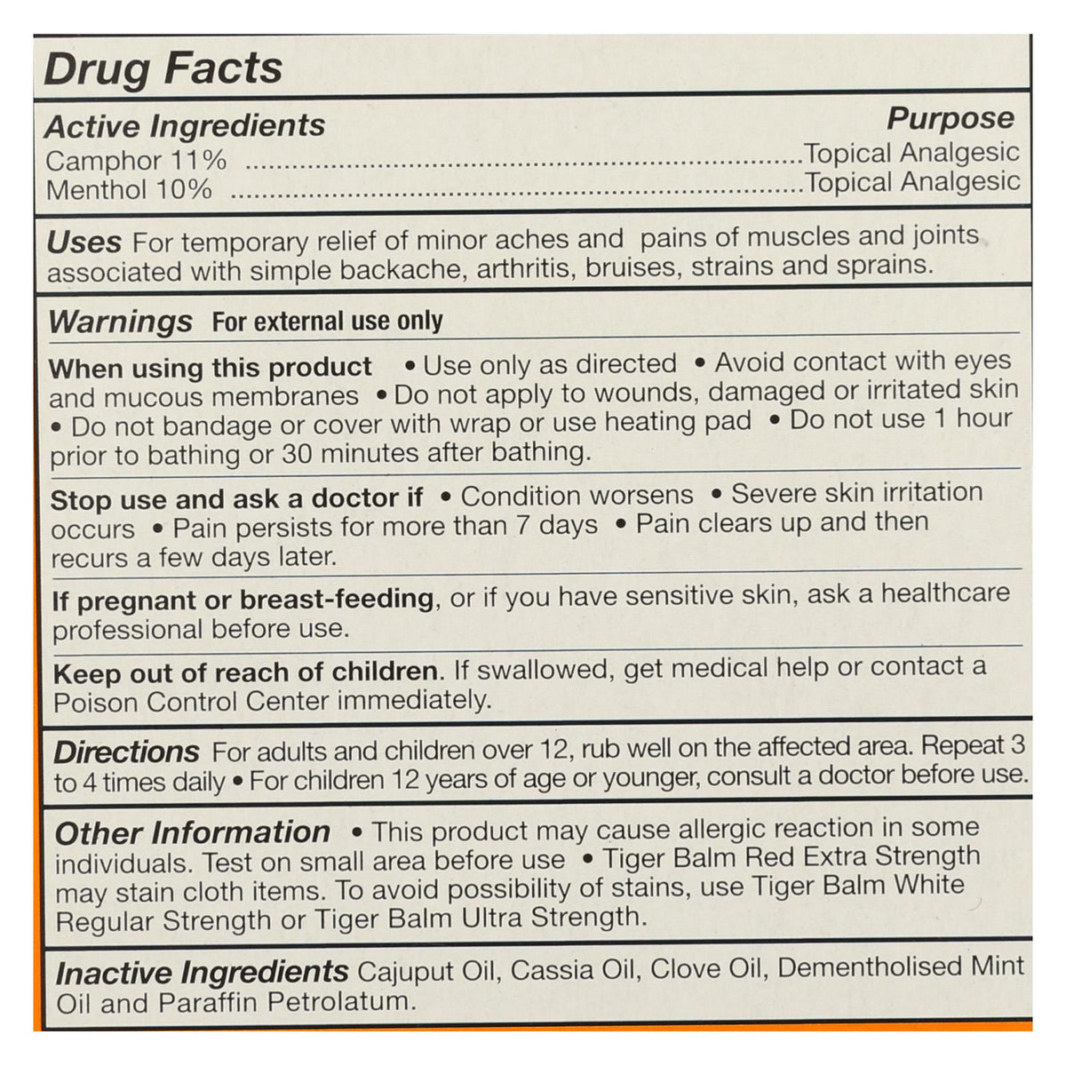Tiger Balm Pain Relieving Ointment - Extra Strength - .63 Oz
