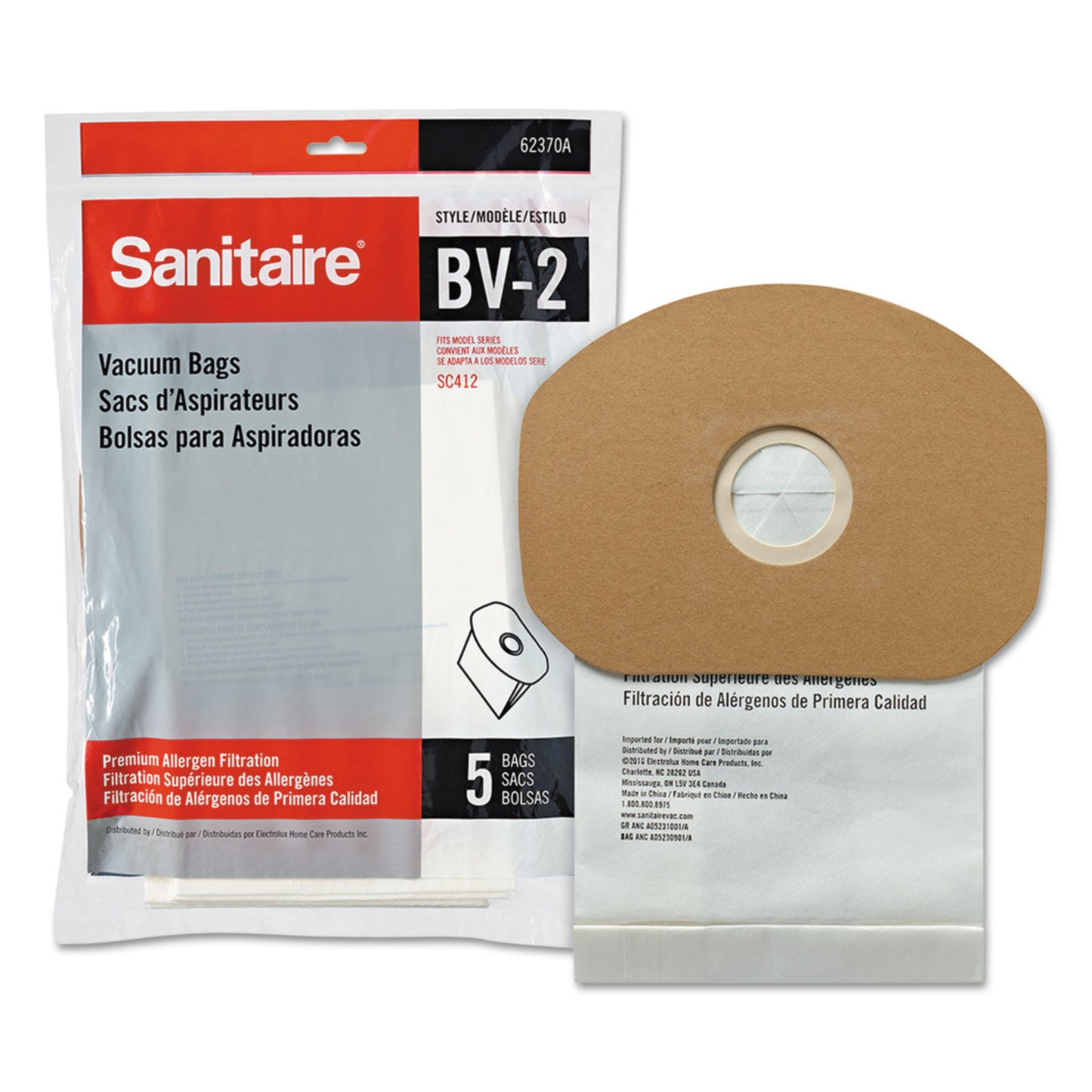 Disposable Dust Bags for Sanitaire Commercial Backpack Vacuum, 5/Pack, 10 Packs/Carton (EUR62370A10CT)