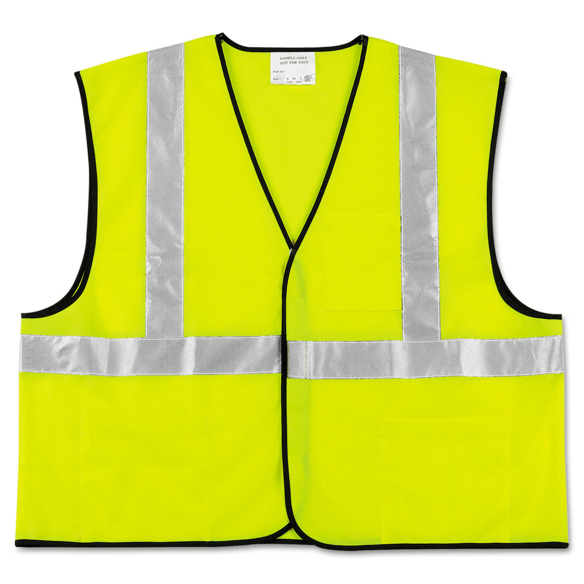 MCR Safety Class 2 Safety Vest, Polyester, Large Fluorescent Lime with Silver Stripe (CRWVCL2SLL)