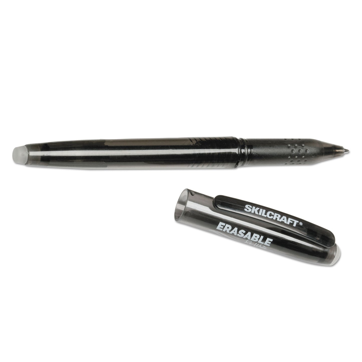 AbilityOne 7520016580391, SKILCRAFT Erasable Re-Write Gel Pen, Stick, Medium 0.7 mm, Black Ink, Smoke/Black Barrel, Dozen