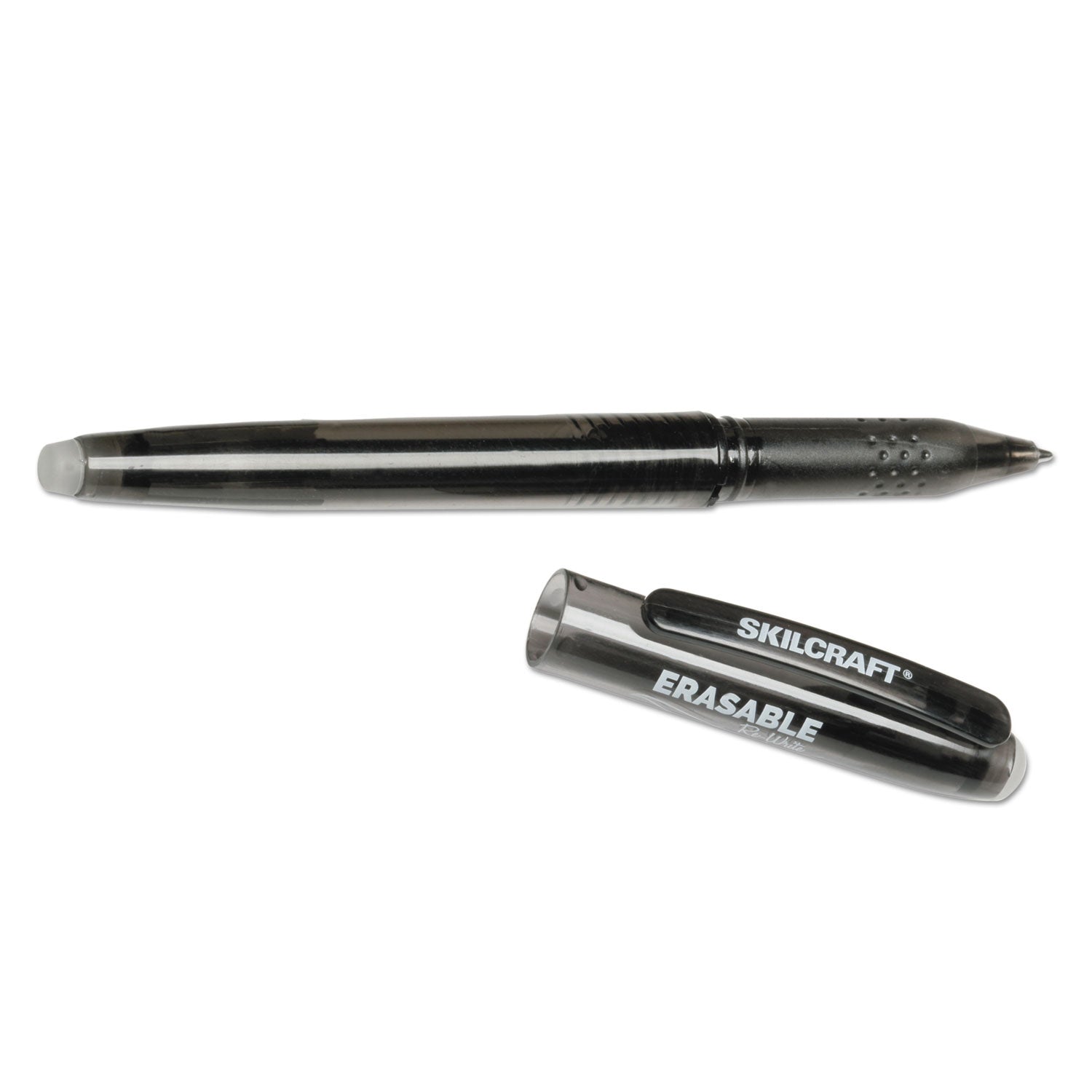 AbilityOne 7520016580391, SKILCRAFT Erasable Re-Write Gel Pen, Stick, Medium 0.7 mm, Black Ink, Smoke/Black Barrel, Dozen