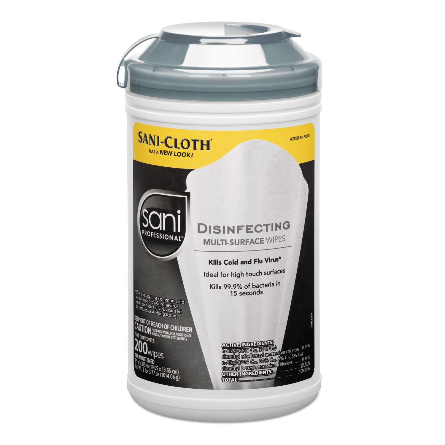 Sani Professional Disinfecting Multi-Surface Wipes, 7.5 x 5.38, White, 200/Canister (NICP22884EA)