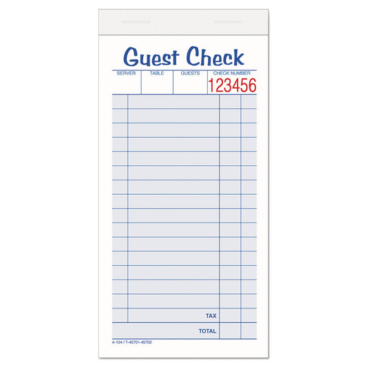 Adams Guest Check Pad, Two-Part Carbonless, 6.38 x 3.38, 50 Forms Total (ABF10450SW)