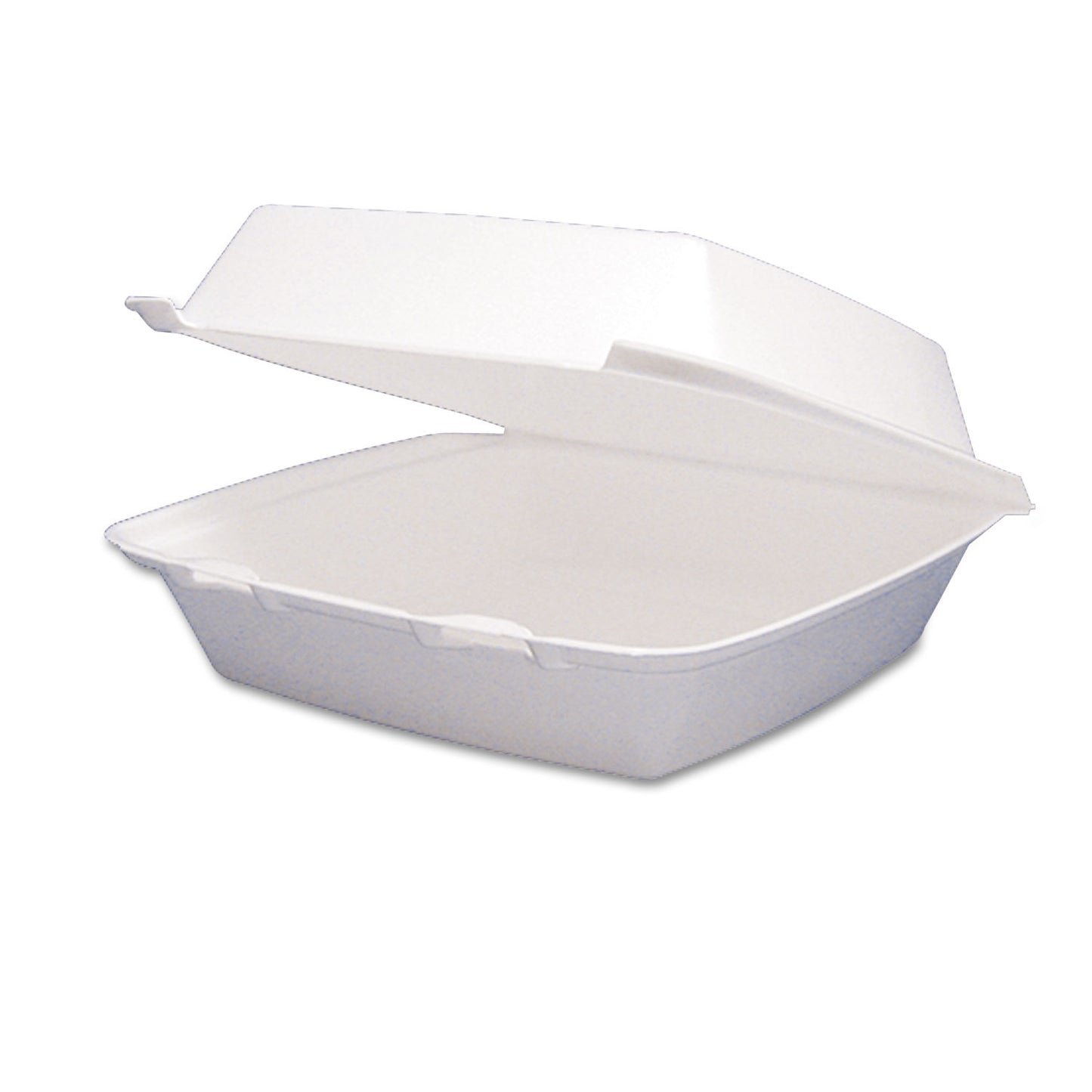 Dart Foam Hinged Lid Containers, 1-Compartment, 8.38" x 7.78" x 3.25", White, 200/Carton (DCC85HT1R)