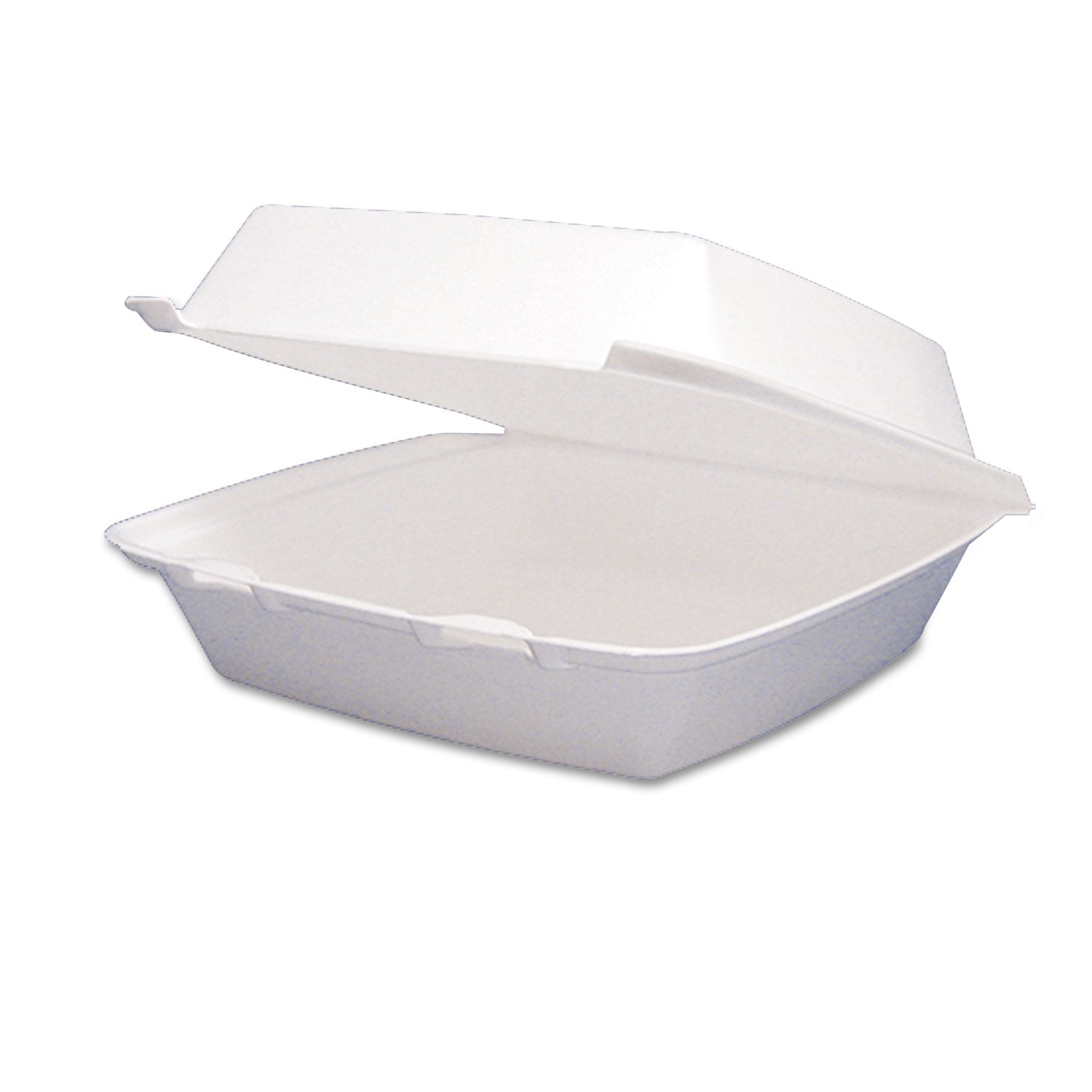 Dart Foam Hinged Lid Containers, 1-Compartment, 8.38" x 7.78" x 3.25", White, 200/Carton (DCC85HT1R)
