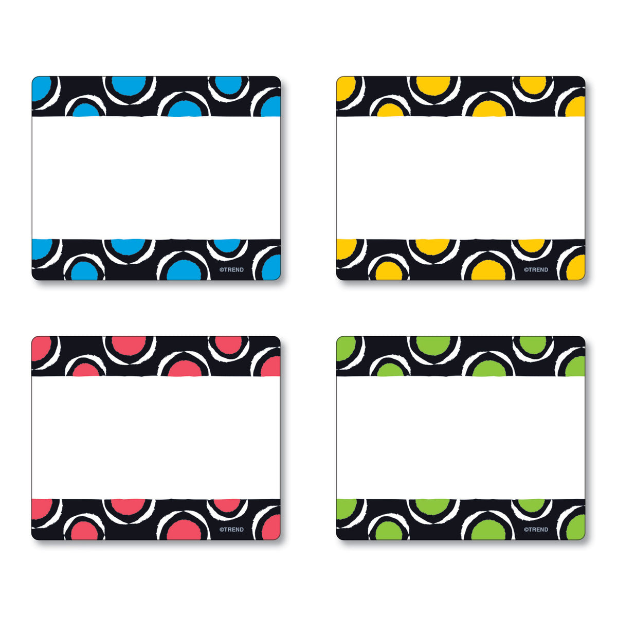 TREND Terrific Labels Name Tags, Dots Design, 3" x 2.5", Assorted Colors, 36/Pack (TEPT68901)