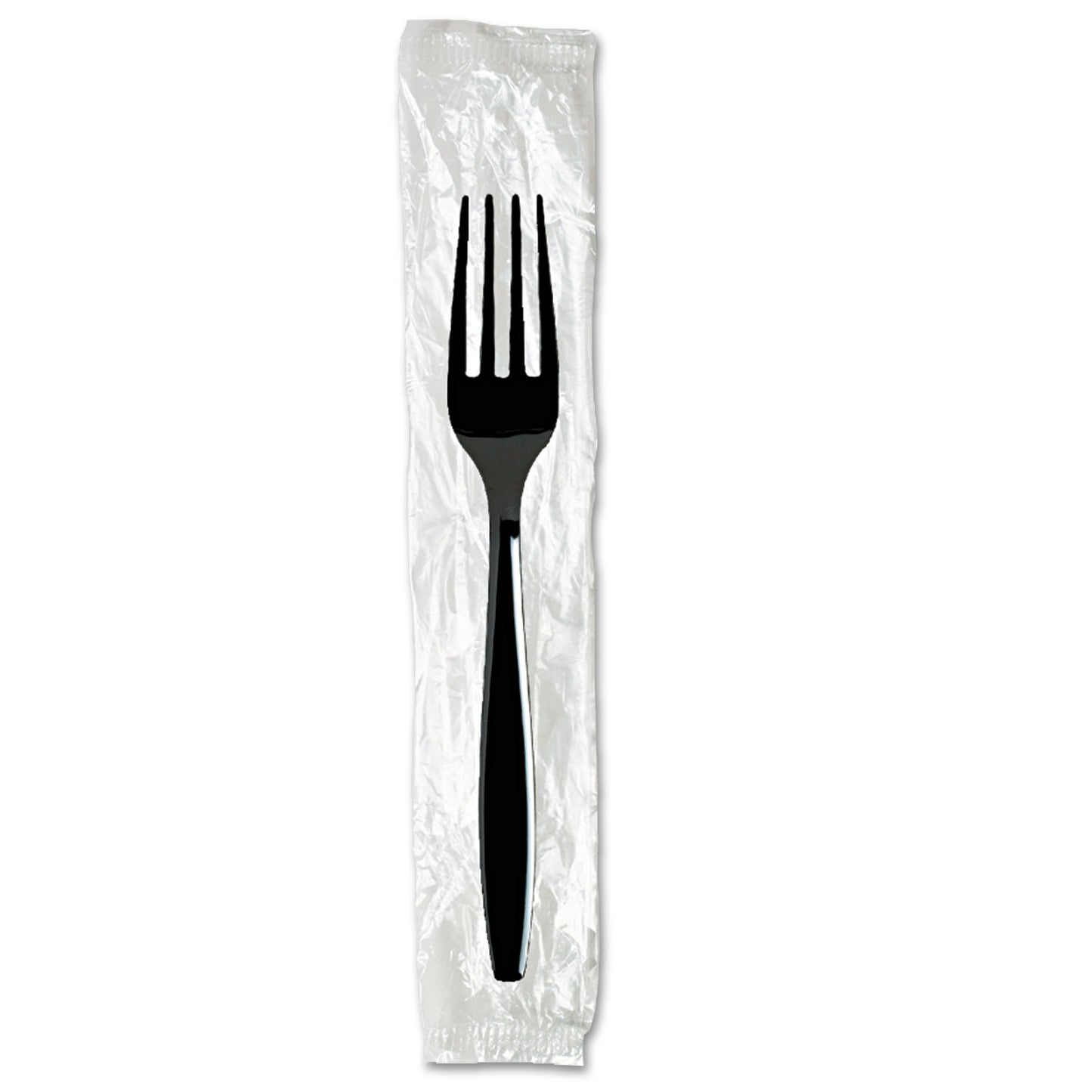 Dixie Individually Wrapped Heavyweight Forks, Polystyrene, Black, 1,000/Carton (DXEFH53C7)