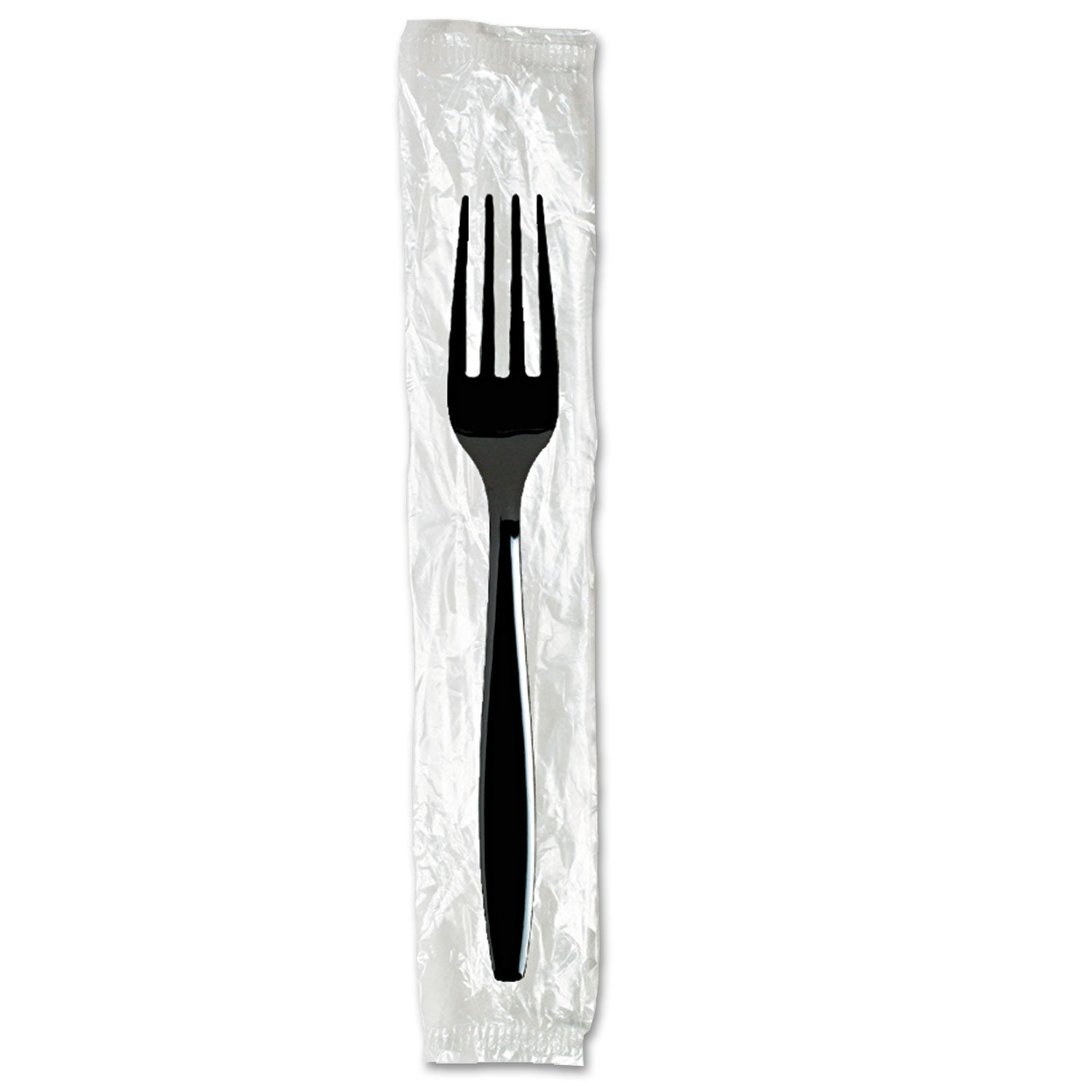 Dixie Individually Wrapped Heavyweight Forks, Polystyrene, Black, 1,000/Carton (DXEFH53C7)