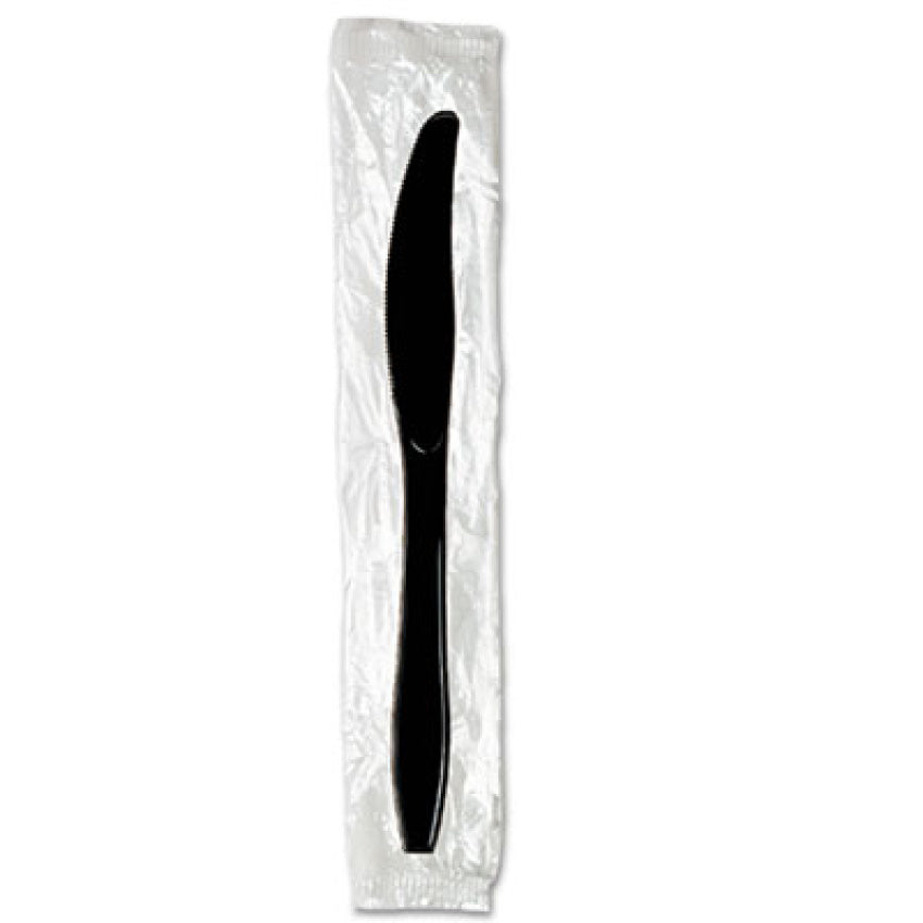 Dixie Individually Wrapped Heavyweight Knives, Polystyrene, Black, 1,000/Carton (DXEKH53C7)