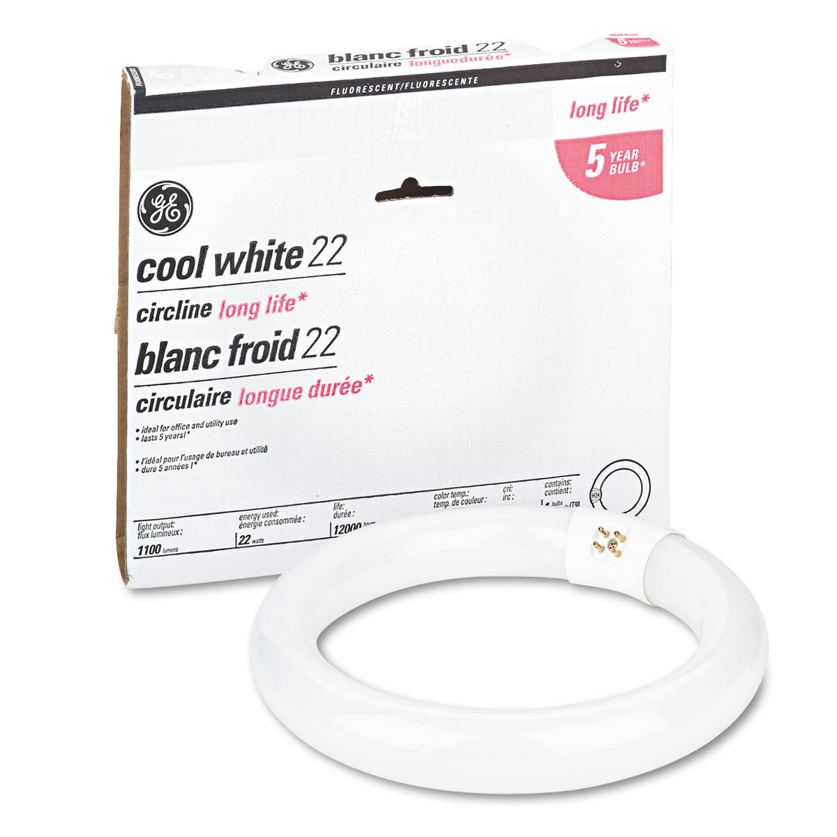 T9 Circline Garage and Basement Fluorescent Bulb, 22 W, Cool White (GEL33774)
