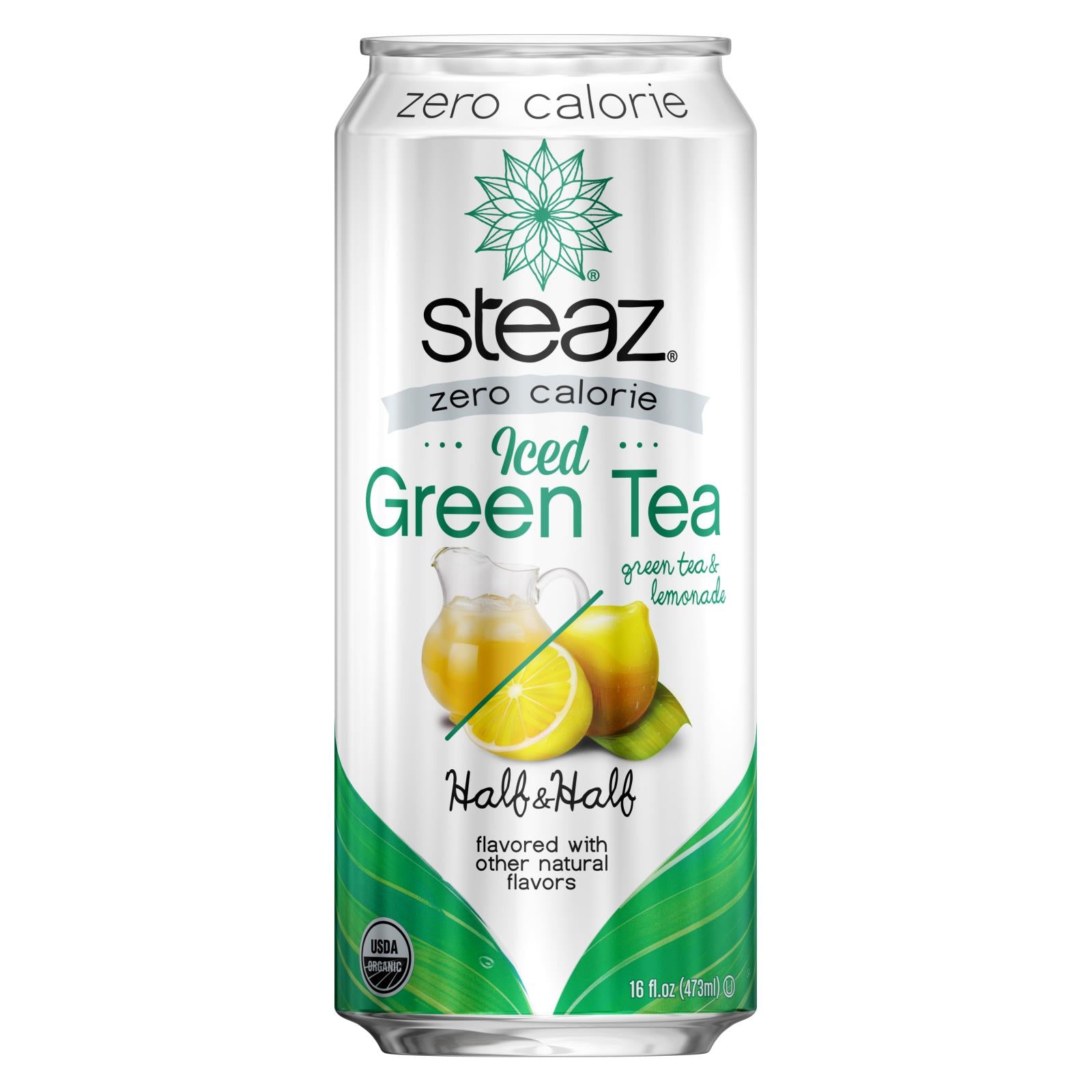 Steaz Zero Calorie Green Tea - Half And Half - Case Of 12 - 16 Fl Oz.