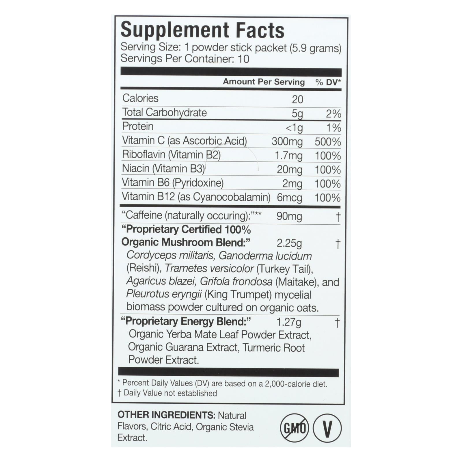 Om Organic Mushroom Nutrition Energy Citrus Orange Dietary Supplement Powder  - Case Of 10 - .21 Oz