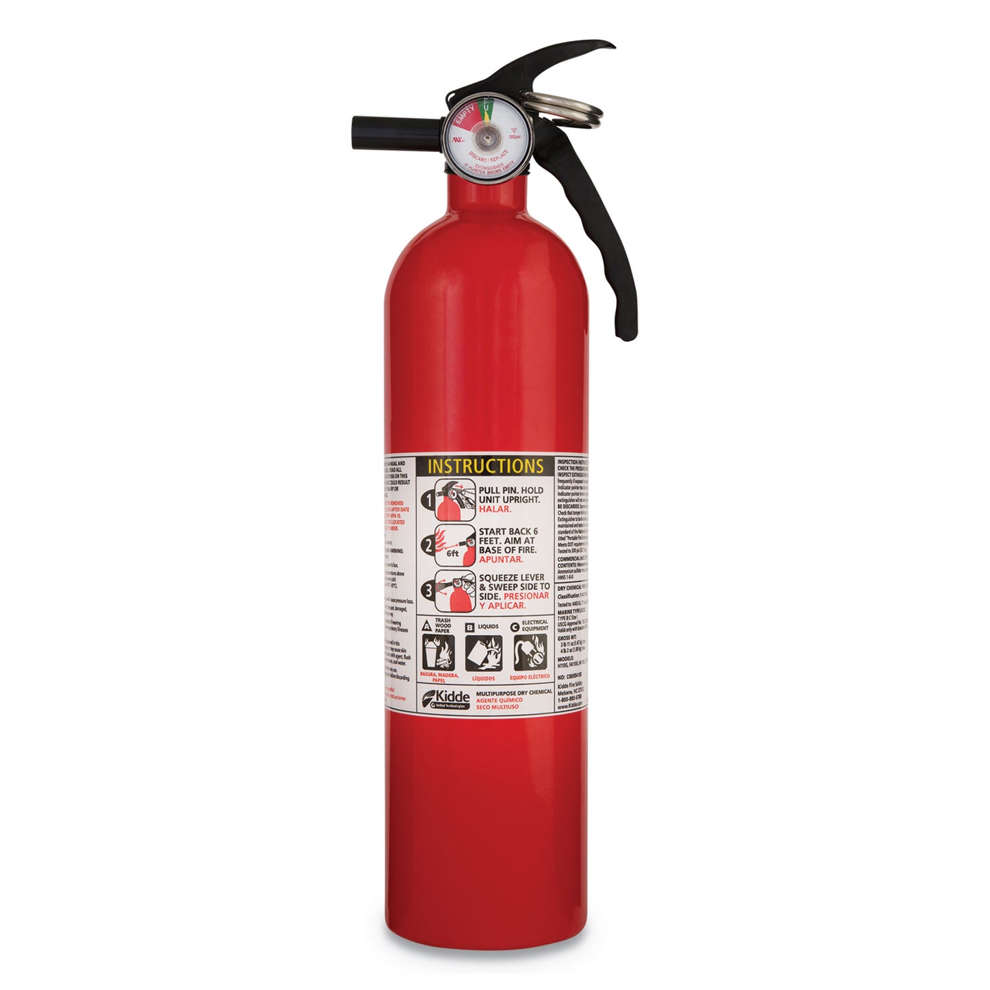 Kidde Full Home Fire Extinguisher, 1-A, 10-B:C, 2.5 lb (KID466142MTL)