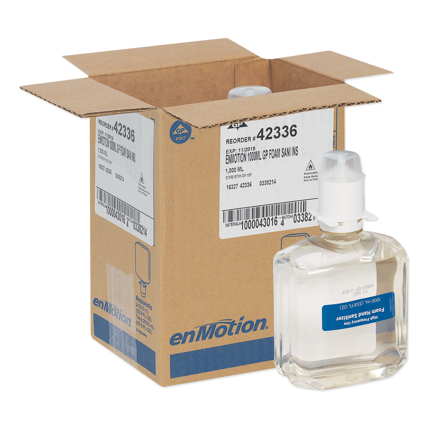 Georgia Pacific Professional GP enMotion High-Frequency-Use Foam Sanitizer Dispenser Refill, Fragrance-Free, 1,000 mL, Fragrance-Free, 2/Carton (GPC42336)