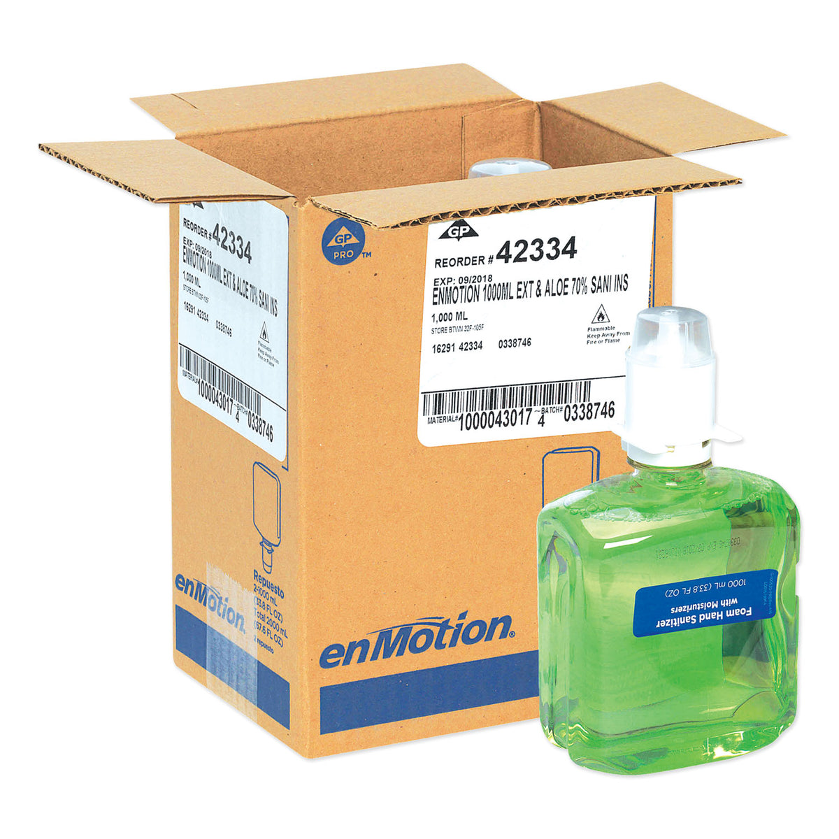 Georgia Pacific Professional GP enMotion Gen2 Moisturizing Foam Hand Sanitizer Dispenser Refill, 1,000 mL, Fragrance-Free, 2/Carton (GPC42334)