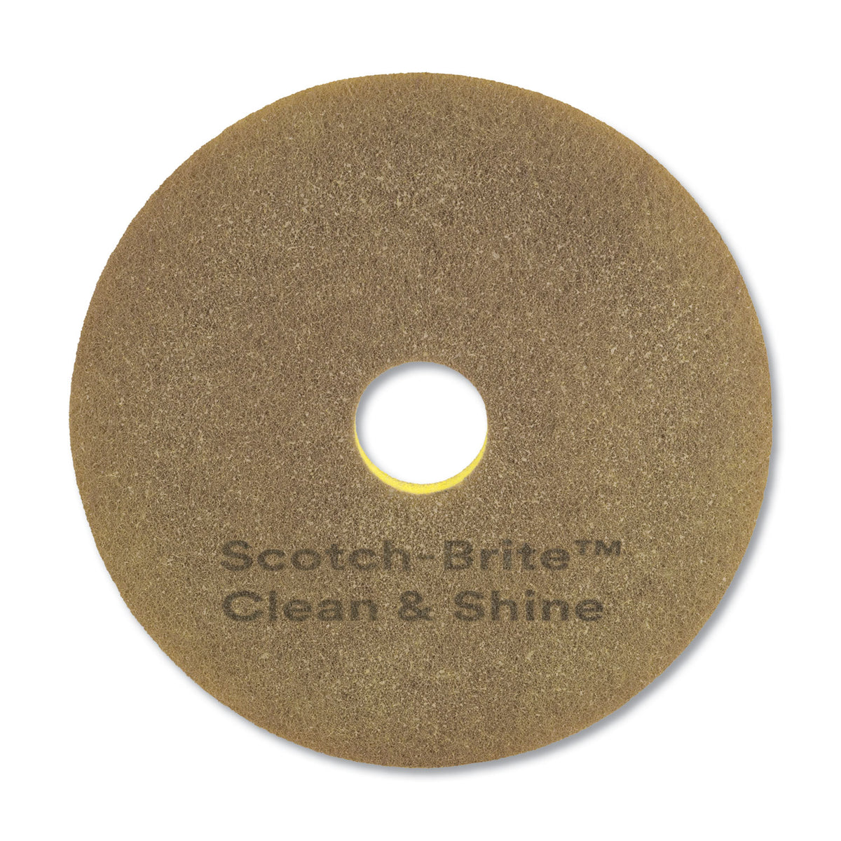 Scotch-Brite Clean and Shine Pad, 17" Diameter, Brown/Yellow, 5/Carton (MMM09544)