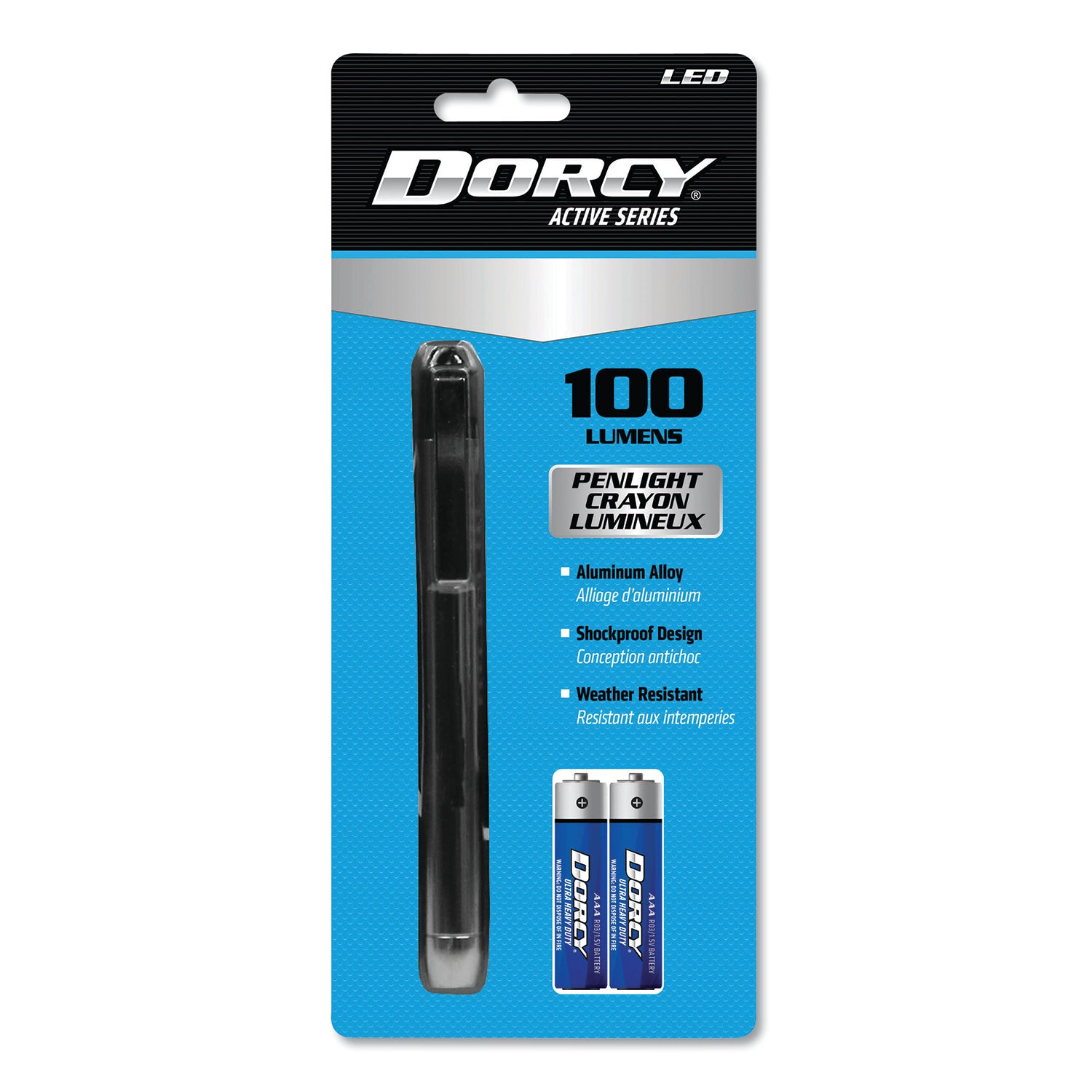DORCY 100 Lumen LED Penlight, 2 AAA Batteries (Included), Silver (DCY411218)