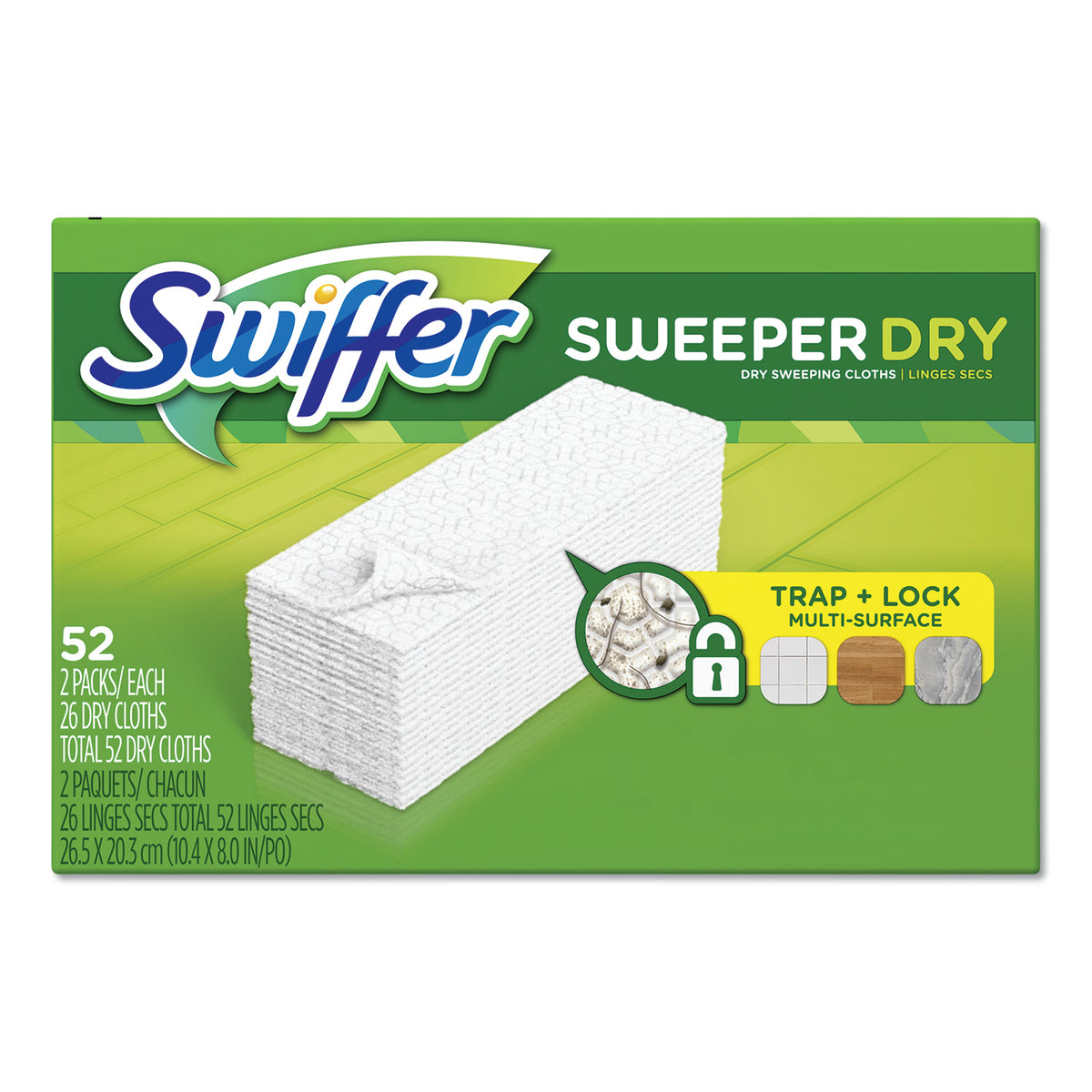 Swiffer Dry Refill Cloths, White, 10.4" X 8", 52/box, 3 Boxes/carton (PGC81216)