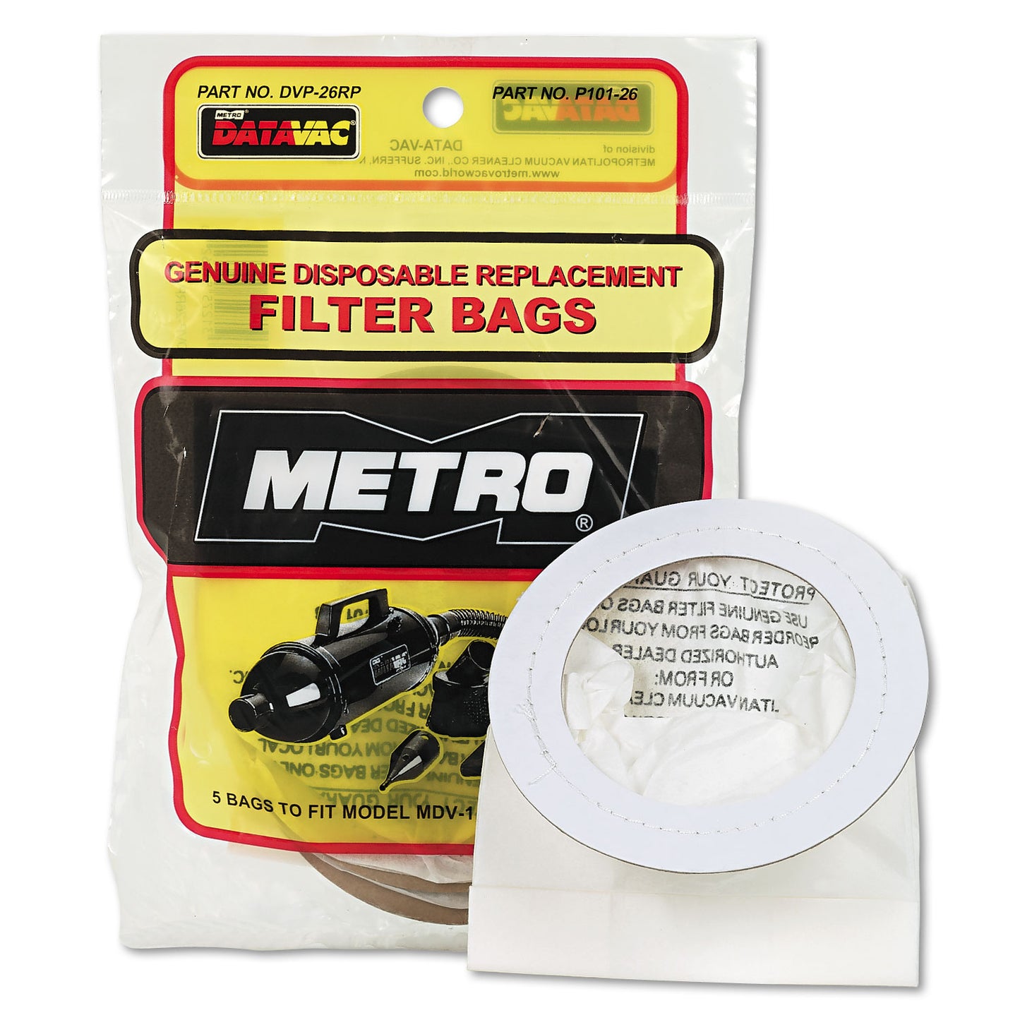 DataVac Replacement Bags for Handheld Steel Vacuum/Blower, 5/Pack (MEVDVP26RP)