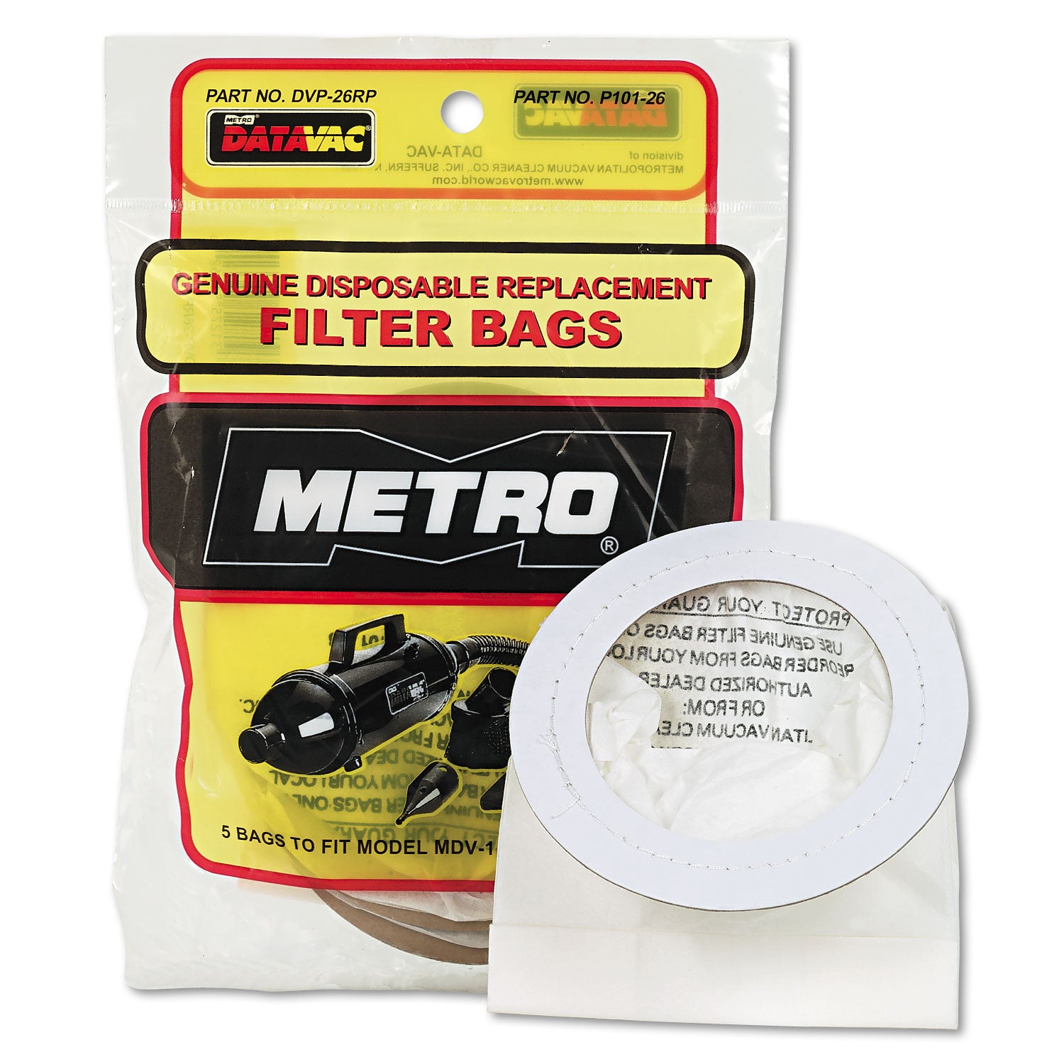 DataVac Replacement Bags for Handheld Steel Vacuum/Blower, 5/Pack (MEVDVP26RP)