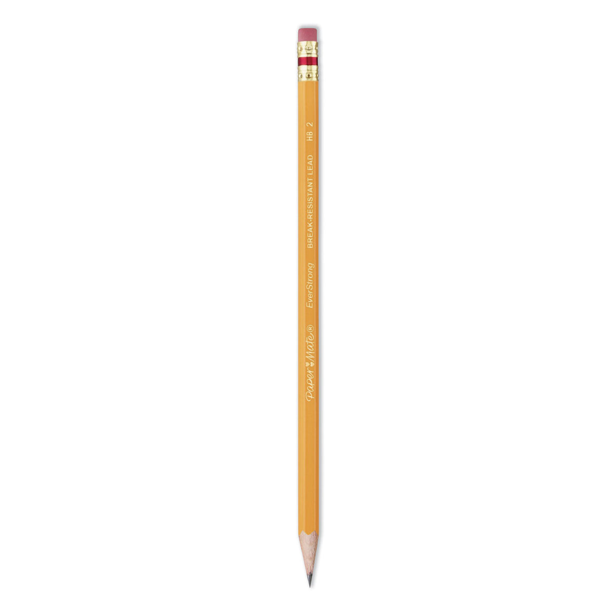 Paper Mate EverStrong #2 Pencils, HB (#2), Black Lead, Gold Barrel, Dozen (PAP2065456)