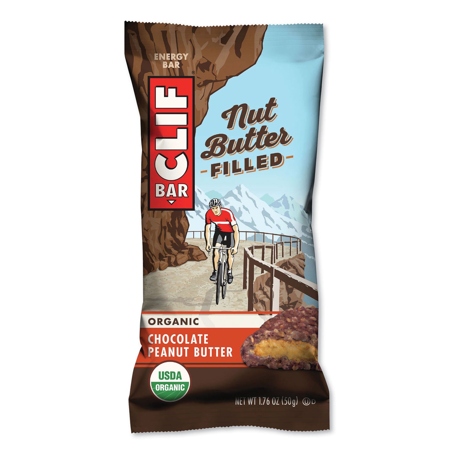 CLIF Bar Nut Butter Filled Energy Bar, Chocolate Peanut Butter, 1.76 oz Bar, 12 Bars/Box (CBCCCC56801)