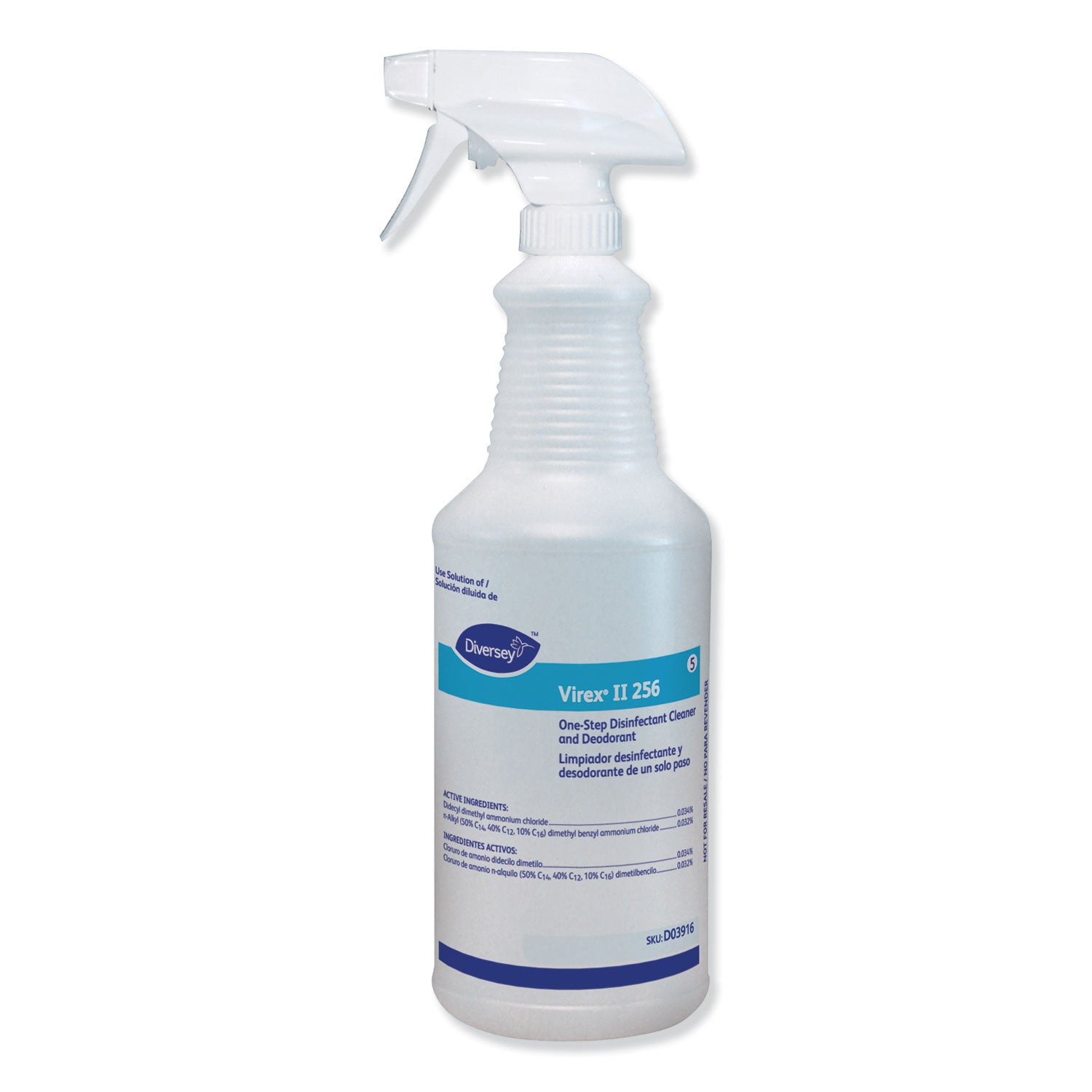 Diversey Virex II 256 Empty Spray Bottle, 32 oz, Clear, 12/Carton (DVO03916)