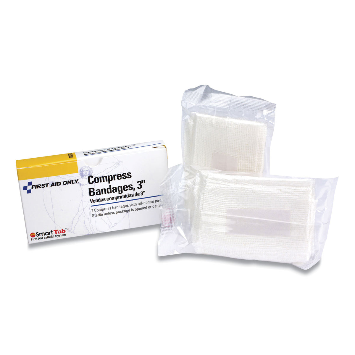 First Aid Only Compress Bandages, 3 x 2, 2/Box (FAOAN266)