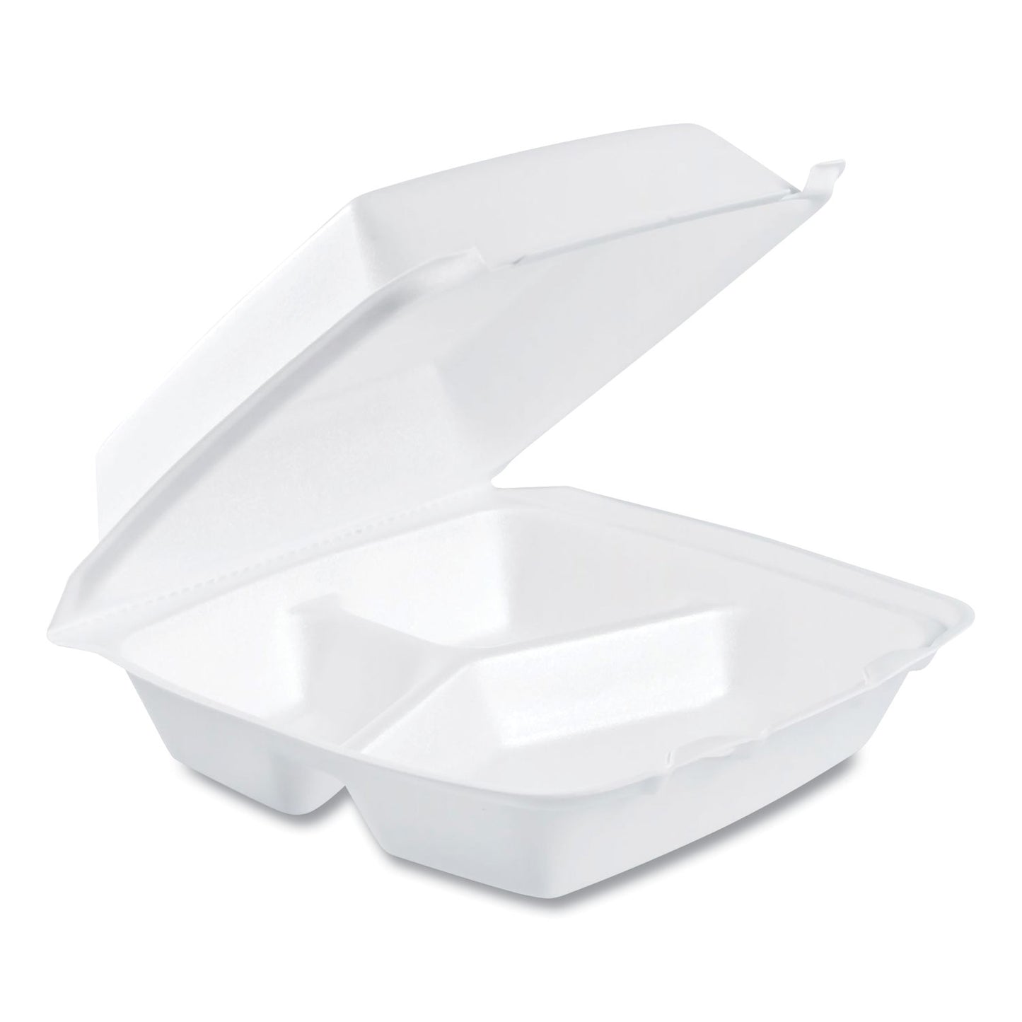 Dart Foam Hinged Lid Containers, 3-Compartment, 8.38 x 7.78 x 3.25, 200/Carton (DCC85HT3R)