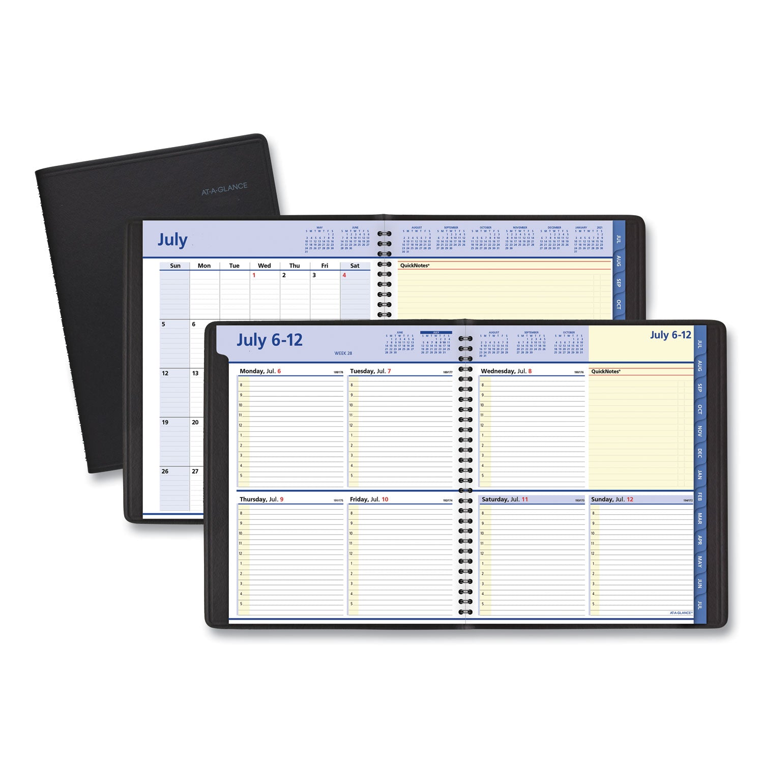 AT-A-GLANCE QuickNotes Weekly/Monthly Planner, 10 x 8, Black Cover, 12-Month (July to June): 2024 to 2025 (AAG761105)