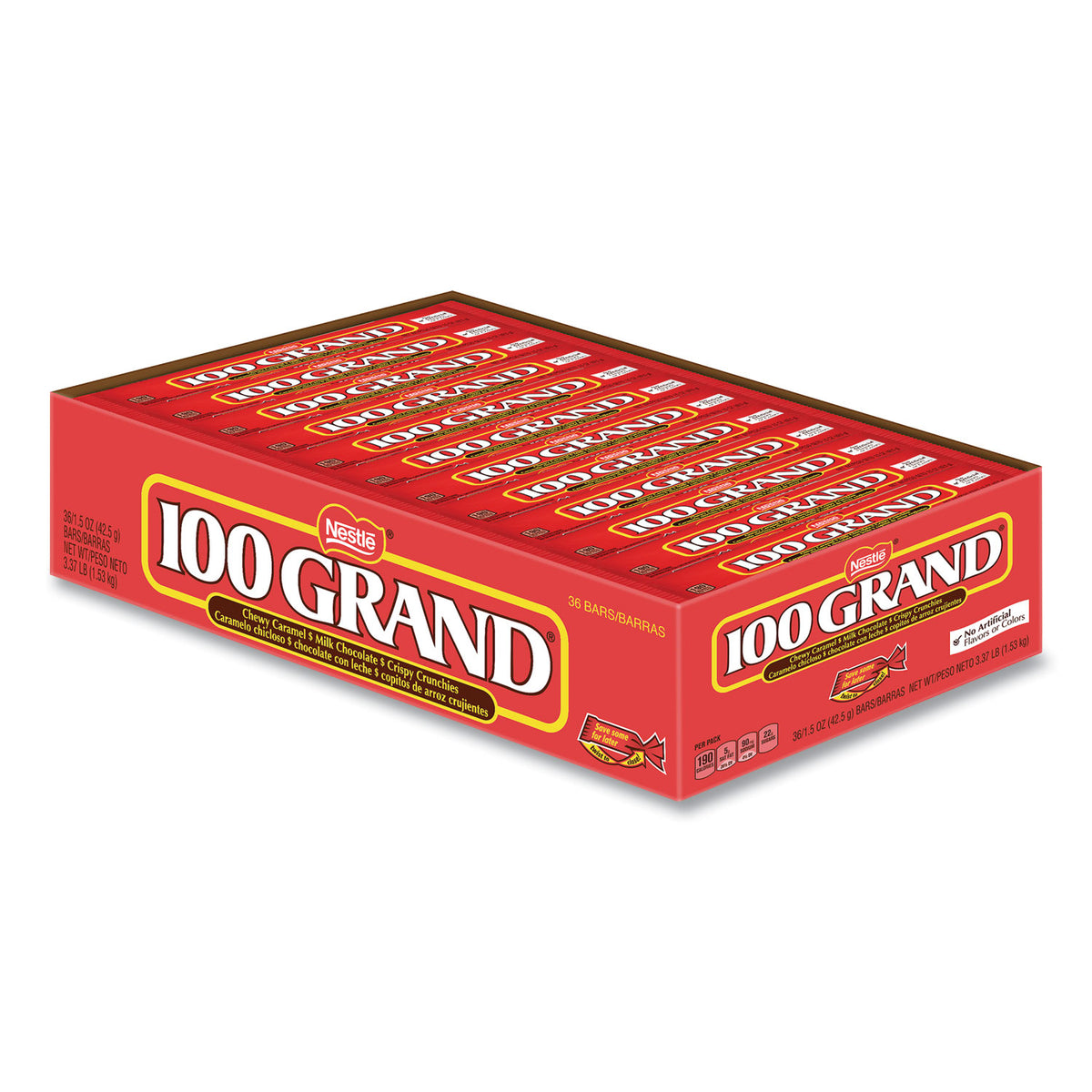 100 GRAND Chocolate Candy Bars, Full Size, 1.5 oz, 36/Carton (GRR20900160)