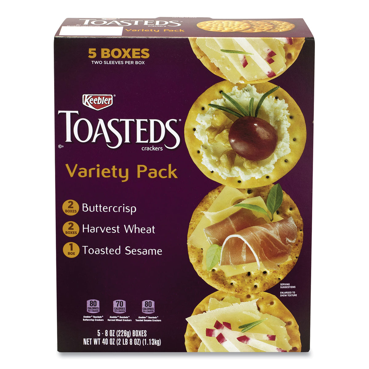 Keebler Toasteds Party Pack Cracker Assortment, 8 oz Box, 5 Assorted Boxes/Carton (GRR90000116)