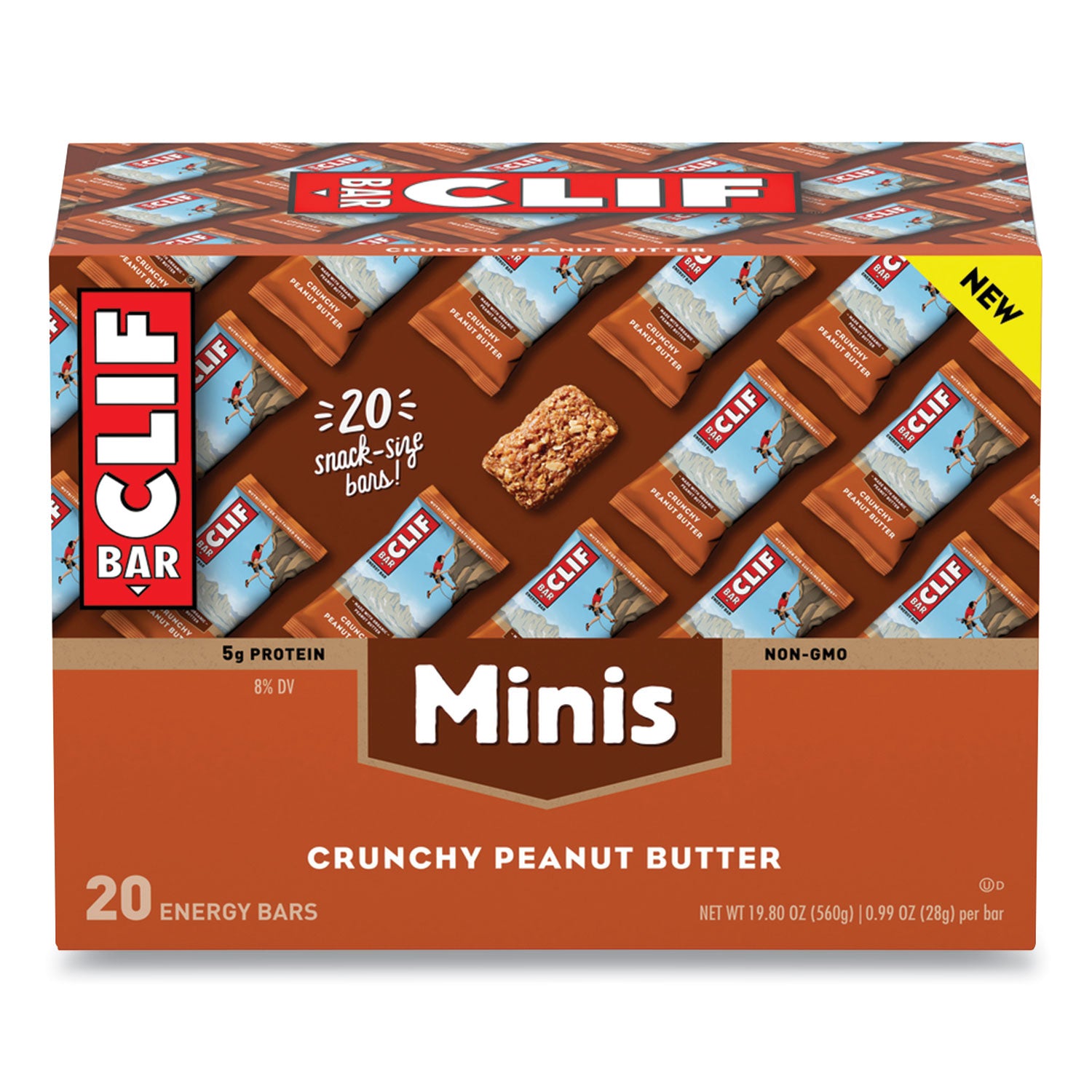 CLIF Bar Energy Bar, Mini Crunchy Peanut Butter, 0.99 oz Bar, 20/Box (CBCCCC36412)