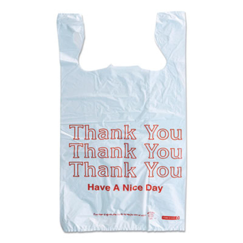 Monarch Plastic "Thank You - Have a Nice Day" Shopping Bags, 11.5" x 6.5" x 22", White, 250/Box (AVE925128)