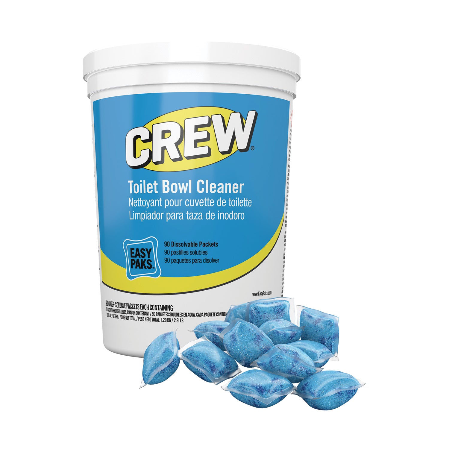 Diversey Crew Easy Paks Toilet Bowl Cleaner, Fresh Floral Scent, 0.5 oz Packet, 90 Packets/Tub (DVOCBD540731EA)