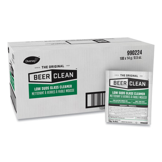 Diversey Beer Clean Glass Cleaner, Powder, 0.5 oz Packet, 100/Carton (DVO990224)