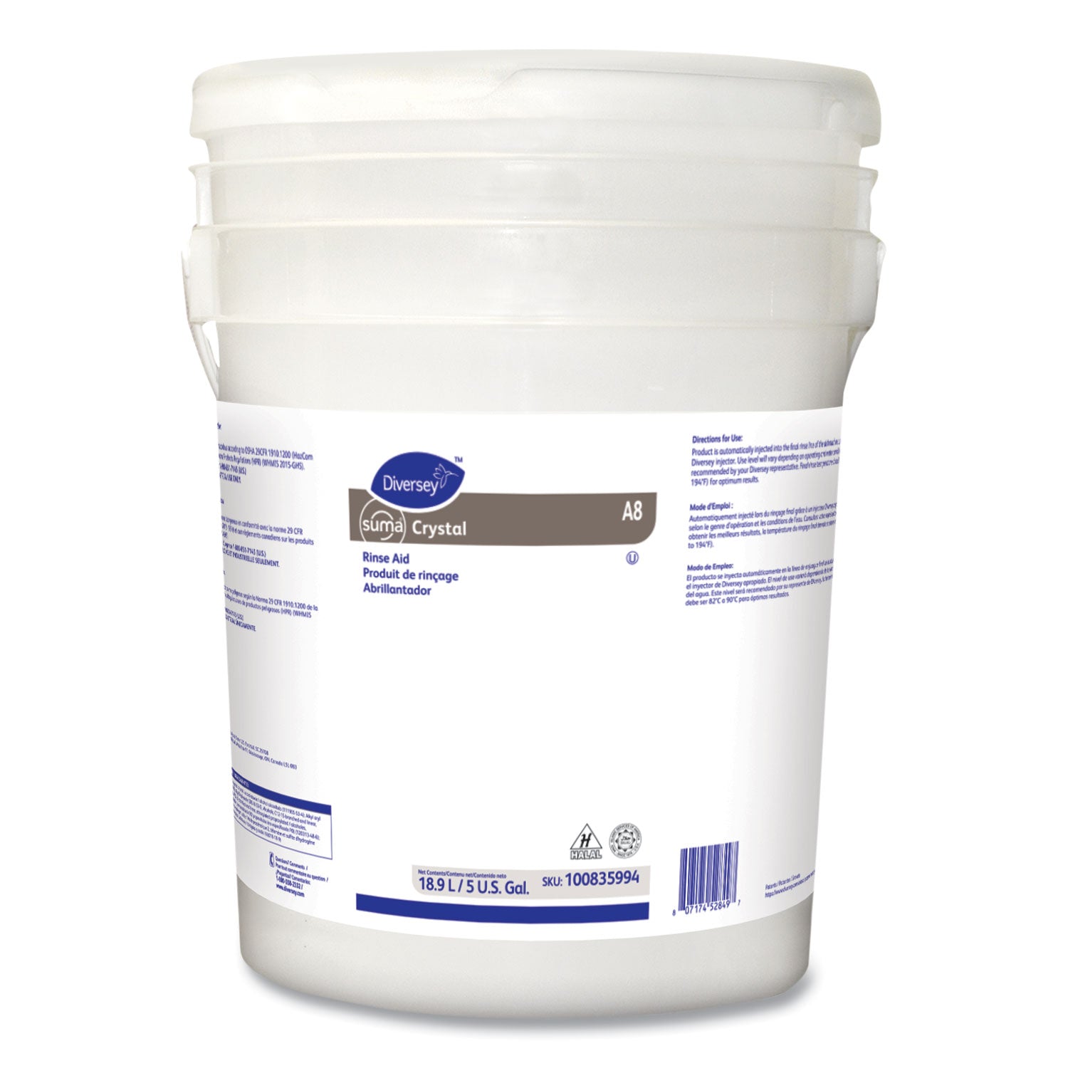 Diversey Suma Crystal A8, Characteristic Scent, 18.9 L Container (DVO100835994)