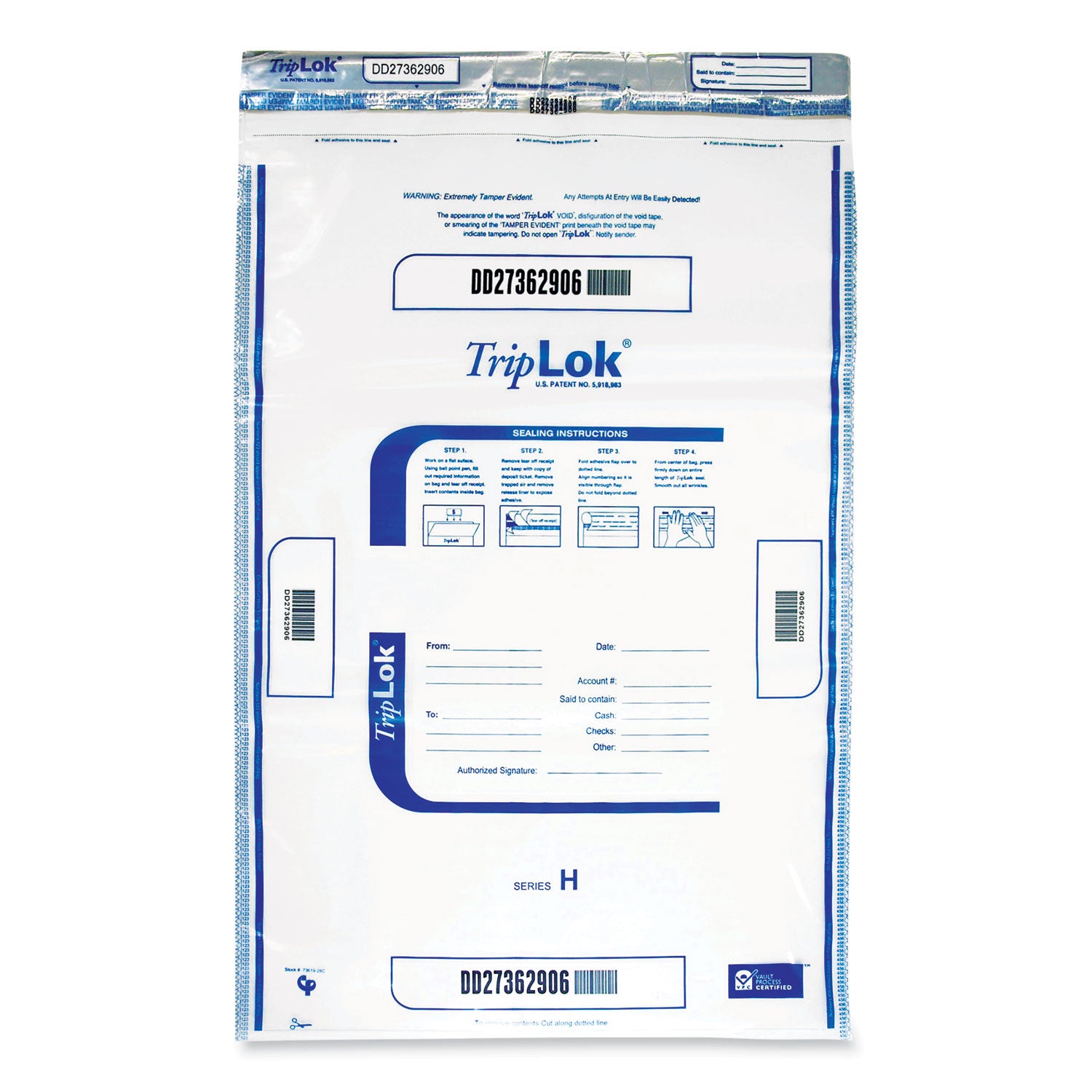 TripLOK Deposit Bag, Plastic, 12 x 16, Clear, 100/Pack (CNK585040)